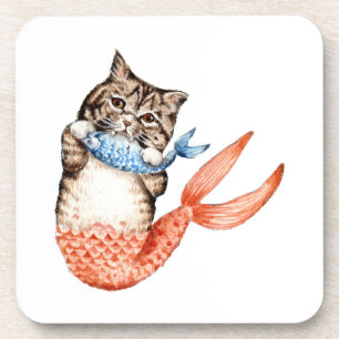 Purmaid Cat Mermaid Coaster
