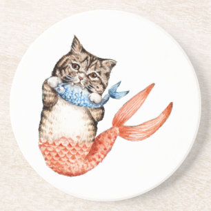 Purmaid Cat Mermaid Coaster