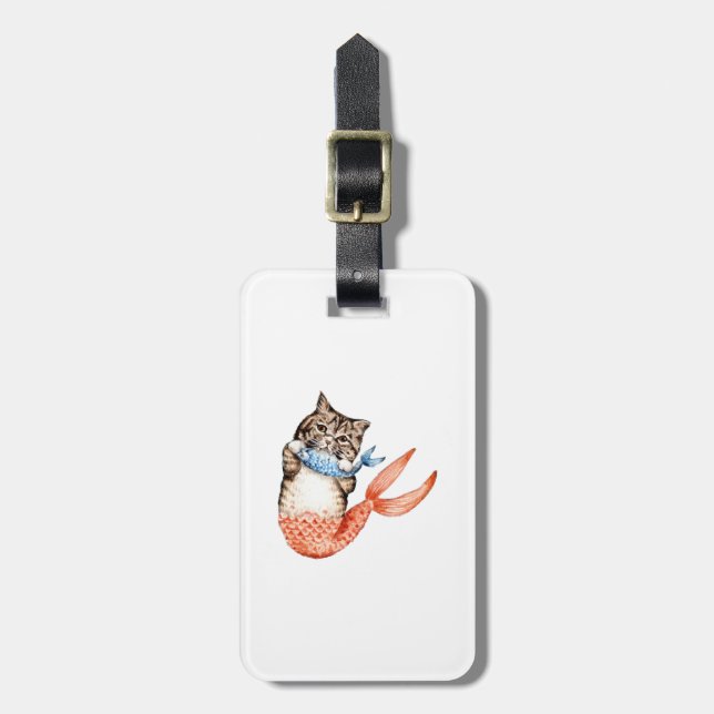 Purmaid Cat Mermaid Luggage Tag (Front Vertical)