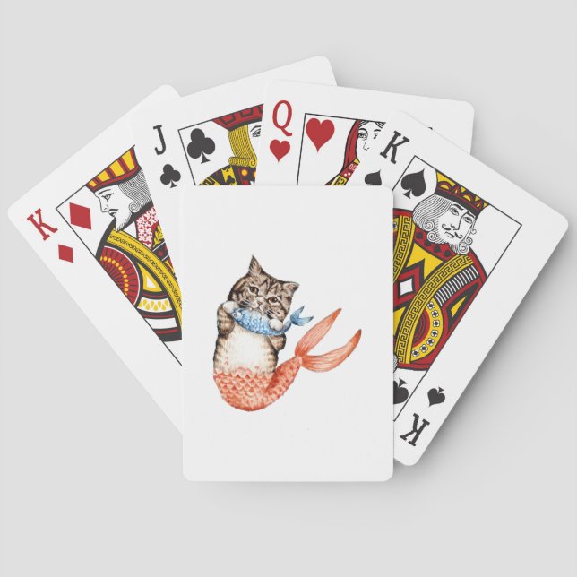 Purmaid Cat Mermaid Playing Cards (Back)