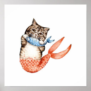 Purmaid Cat Mermaid Poster