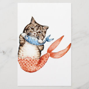 Purmaid Cat Mermaid Stationery