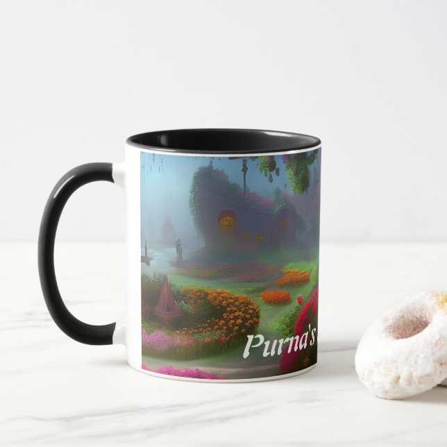 Purna's Morning Tea Personalised Customisable Mug (With Donut)