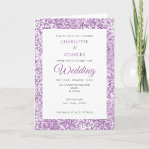 Purpla Glitter Pattern Elegant Simple Photo Invitation