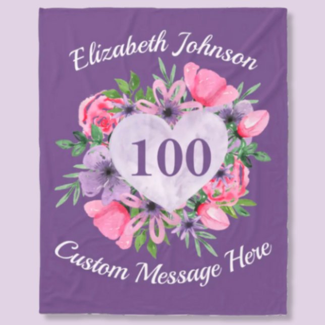 Purple 100th Birthday Blanket for Women (Creator Uploaded)