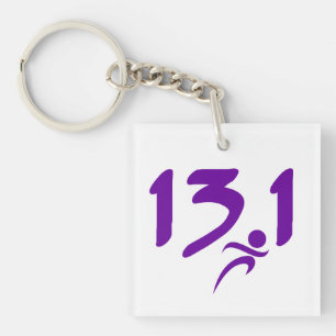 Purple 13.1 half-marathon key ring