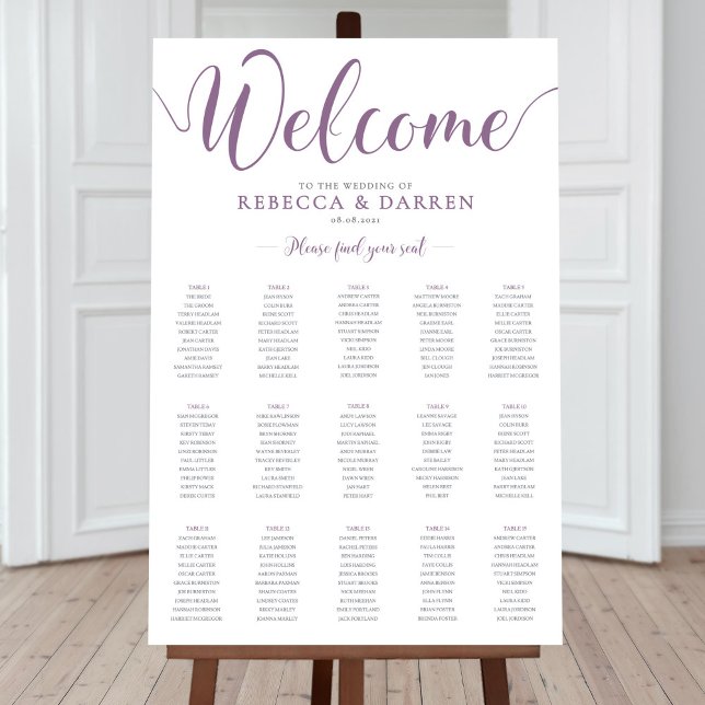 Purple 15 Table Wedding Seating Chart (Creator Uploaded)