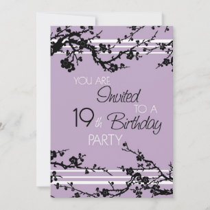 Purple 19th Birthday Party Invitation Card