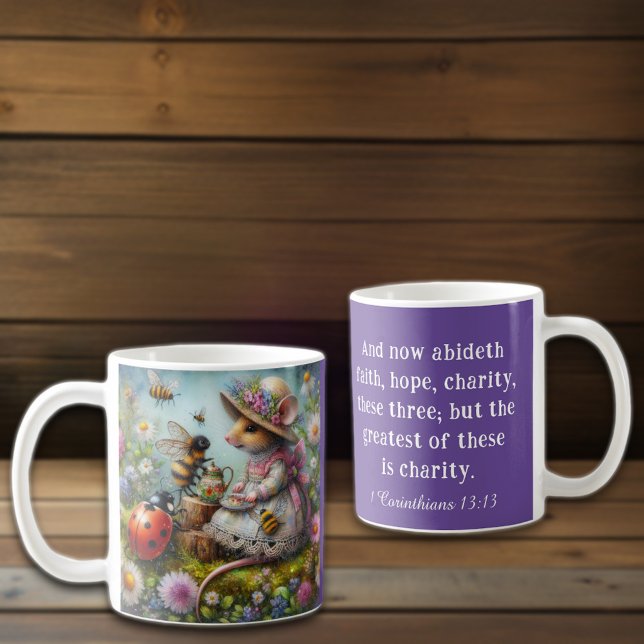 Purple 1 Corinthians 13:13 Scripture Mouse Tea Coffee Mug (Creator Uploaded)