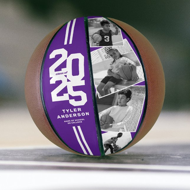 Purple 2025 Graduation Senior 4 Photo Basketball (Creator Uploaded)