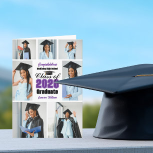 Purple 2026 Photo Collage Folded Graduation Announcement