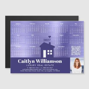 Purple 2027 Calendar Realtor Photo QR Code Magnet