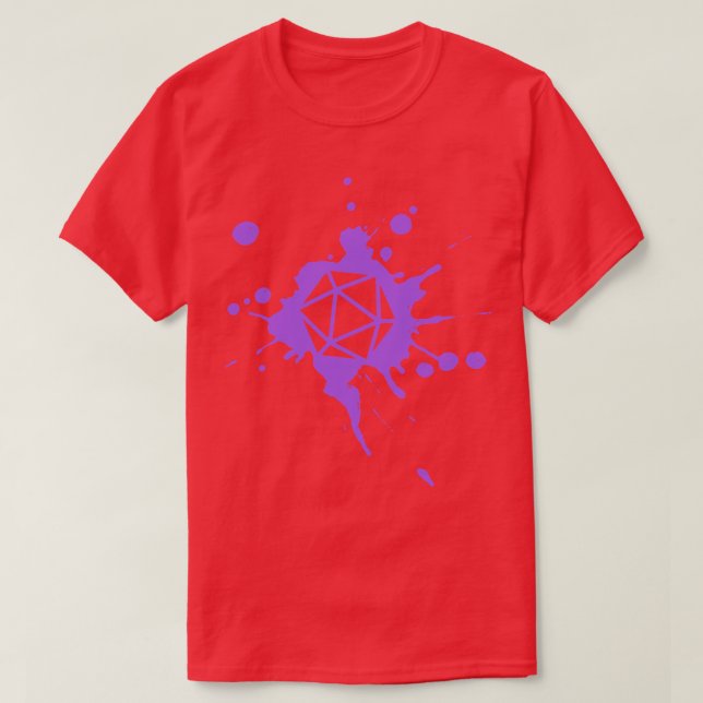 Purple 20 Sided Dice Paint Splatter Spraypaint Tab T-Shirt (Design Front)