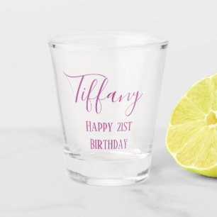 Purple 21st birthday shot glass