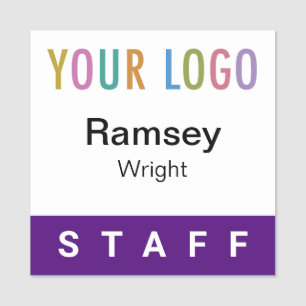 Purple 2x2 Staff Badge Event Logo Pin or Magnetic