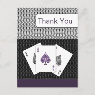 purple 3 aces vegas wedding Thank You cards