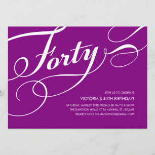 Purple 40th Birthday Invitations
