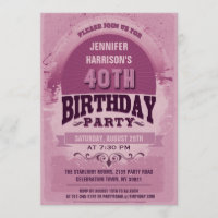 Purple 40th Birthday Vintage Typography