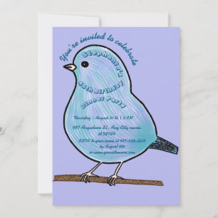 Purple 45th Birthday Cute Bird Dinner Party Invitation