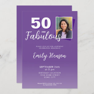 Purple 50 and Fabulous 50th Birthday Party Invitation