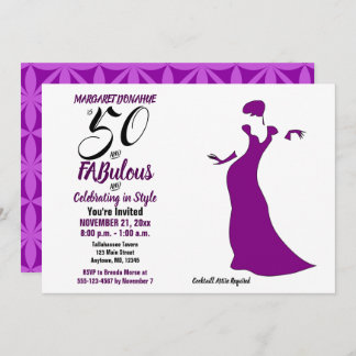Purple 50 and FABulous Birthday Party Invitation