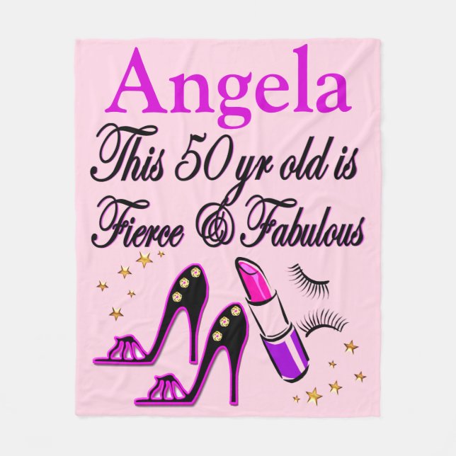 PURPLE 50TH BIRTHDAY DIVA PERSONALIZED BLANKET (Front)