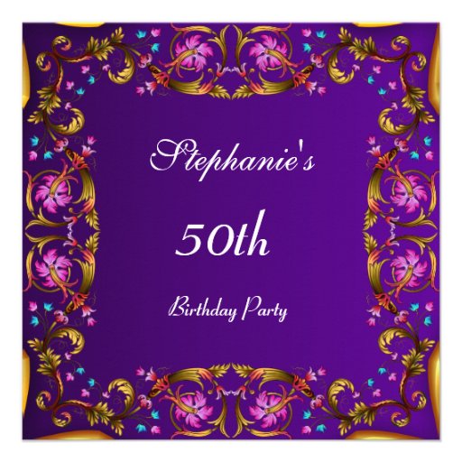 Purple 50Th Birthday Invitations 6