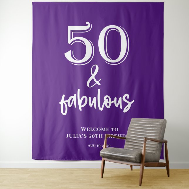  Purple 50th Birthday Party  Tapestry (In Situ)