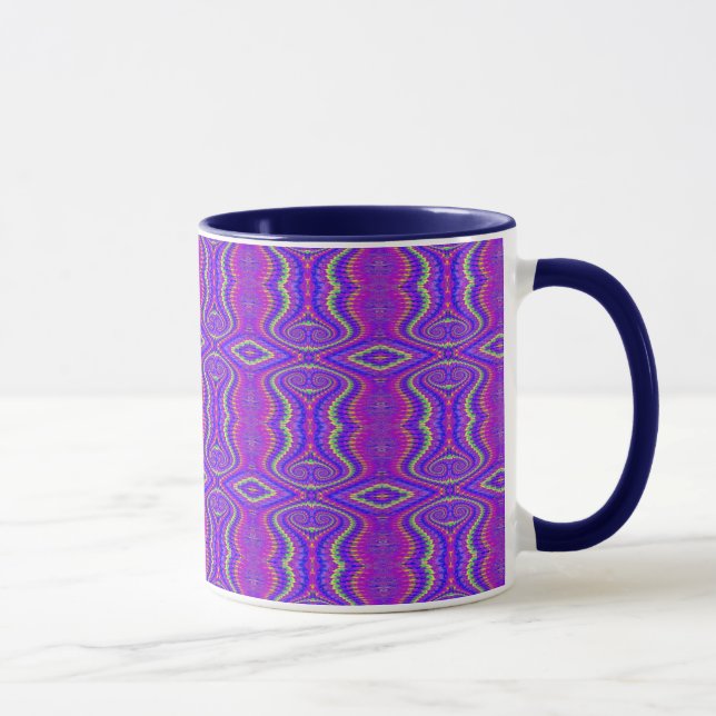 Purple 60's Retro Fractal Pattern Mug (Right)