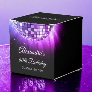 Purple 60th Birthday Party 70's Disco Ball Favour Box