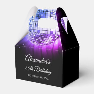 Purple 60th Birthday Party 70's Disco Ball Favour Box