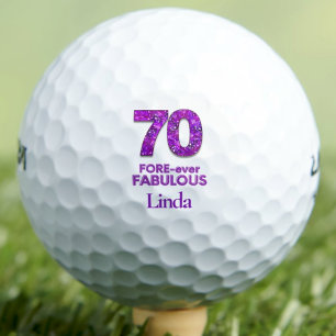 Purple 70th Birthday Coworker Gift - Fabulous 70 Golf Balls