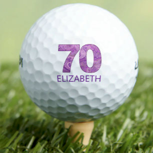 Purple 70th Birthday Golfer Gift 70 Years elegant Golf Balls