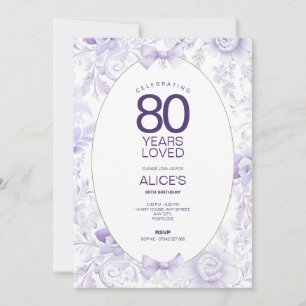 Purple 70th Birthday Invitation, Vintage Floral  Invitation