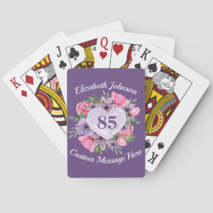 Purple 85th Birthday Personalised Playing Cards