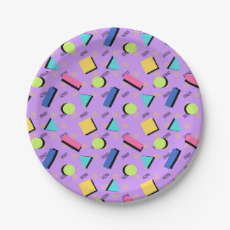 Purple 90s Vibe Simple Shapes Paper Plates