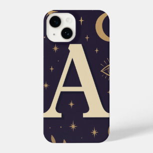 "Purple A Letter Phone Case – Cute Starry Design, 