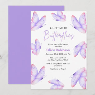 Purple A Lifetime of Butterflies Bridal Shower  Invitation