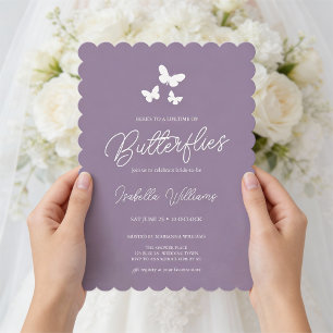 Purple A Lifetime of Butterflies Bridal Shower Invitation