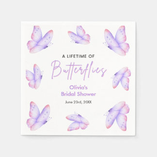 Purple A Lifetime of Butterflies Bridal Shower Napkin