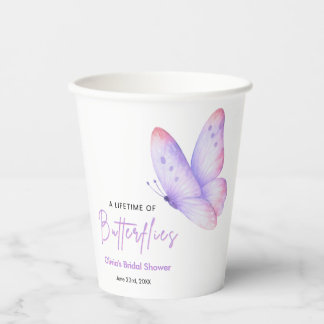 Purple A Lifetime of Butterflies Bridal Shower Paper Cups