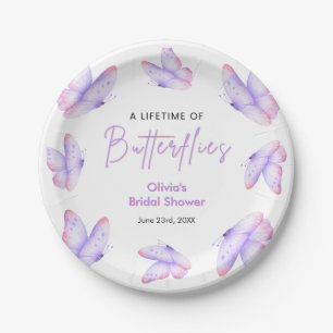 Purple A Lifetime of Butterflies Bridal Shower Paper Plate