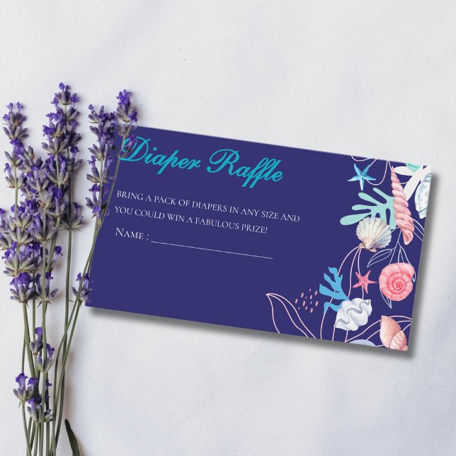 Purple a little pearl under sea baby shower Diaper Enclosure Card (Creator Uploaded)