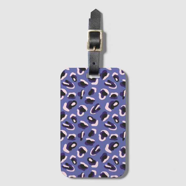 Purple Abstract Animal Print Luggage Tag (Front Vertical)