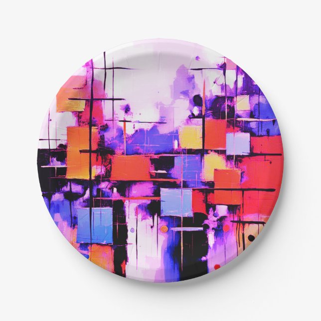 Purple Abstract Art 108 Paper Plate (Front)