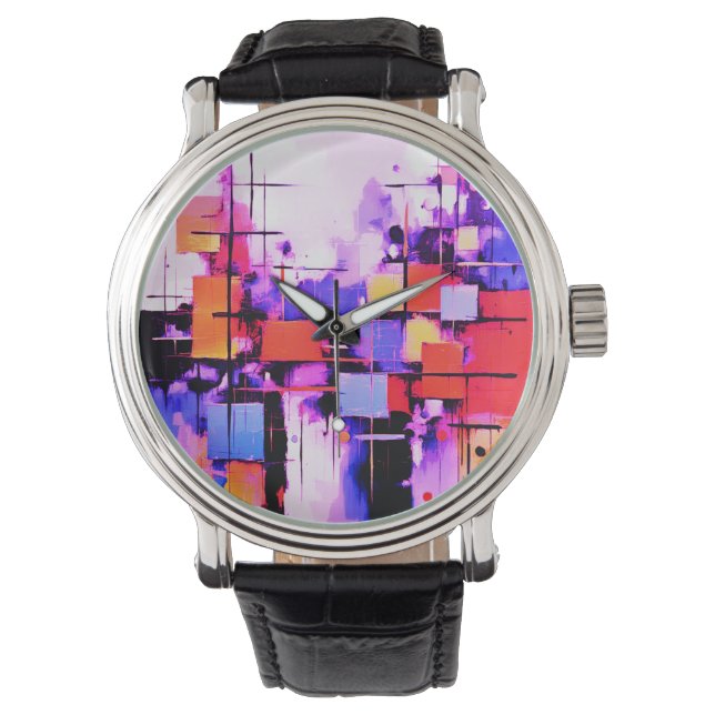 Purple Abstract Art 108 Watch (Front)