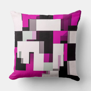 Purple abstract blocks cushion