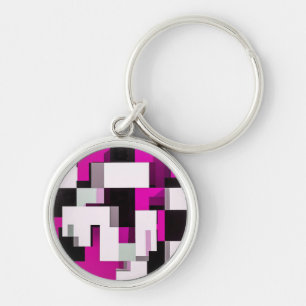 Purple abstract blocks key ring