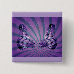 Purple Abstract Butterfly with Radiant Wings 15 Cm Square Badge