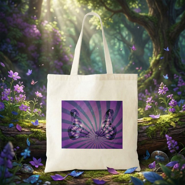 Purple Abstract Butterfly with Radiant Wings Tote Bag (Creator Uploaded)